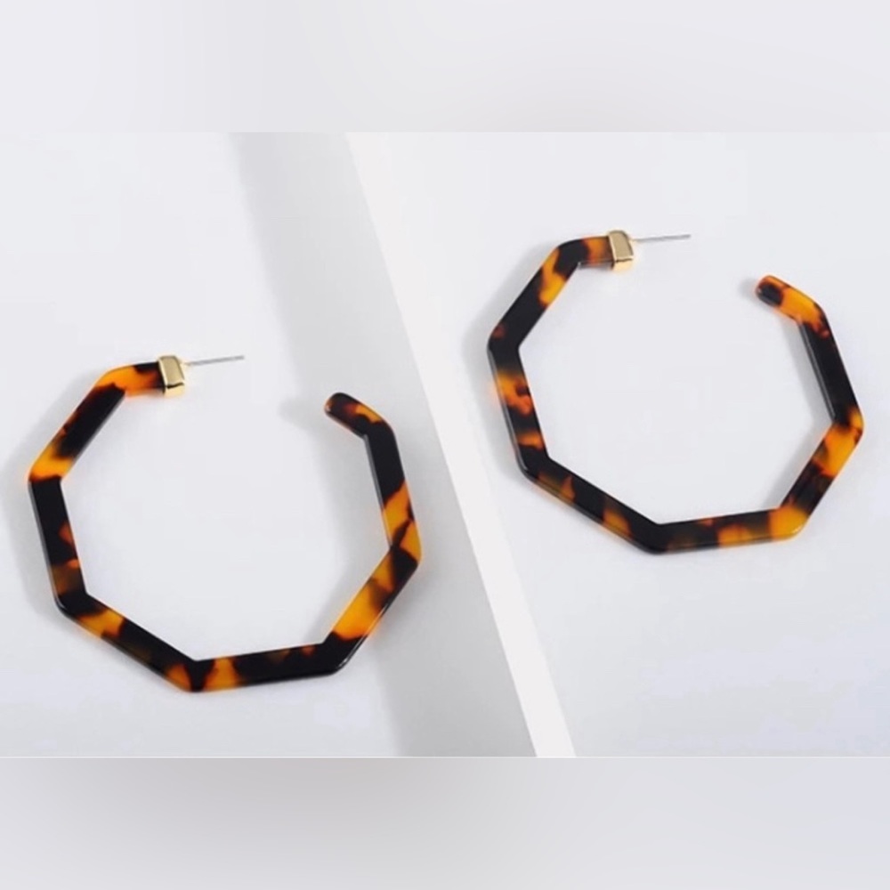 Brand New in Bag Tortoise Shell Hoop Earrings - Picture 1 of 7